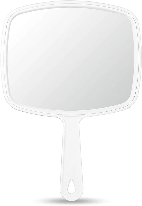 Handheld Mirror, 8in diameter - White