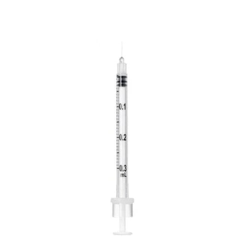 Sol-M Insulin Syringe w/ Fixed Needle 31g x 8mm, 0.3ml - Box of 30